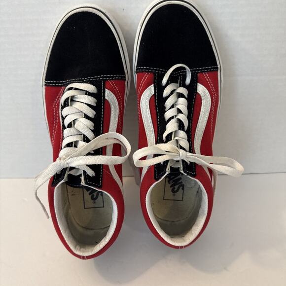 VANS Old Skool Black Red/Suede Canvas Off The Wall Size M/8 W/9.5 - Picture 1 of 5